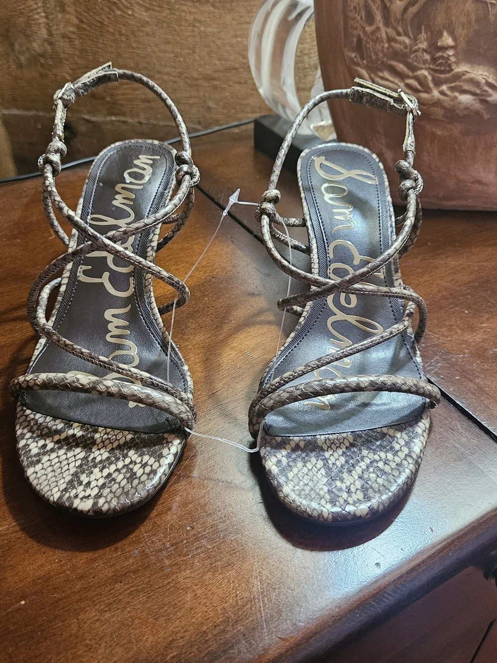 Sam Edelman Brown Snakeskin Strappy Heeled Sandals